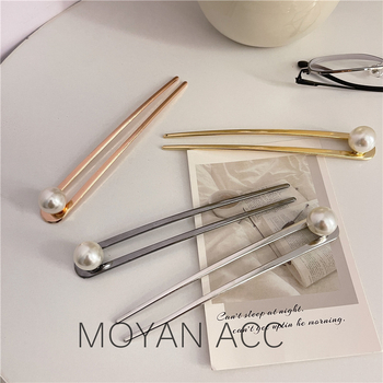 Šnala za kosu: metalna spona s biserima, antički stil, oblik U, porijeklo Jinhua