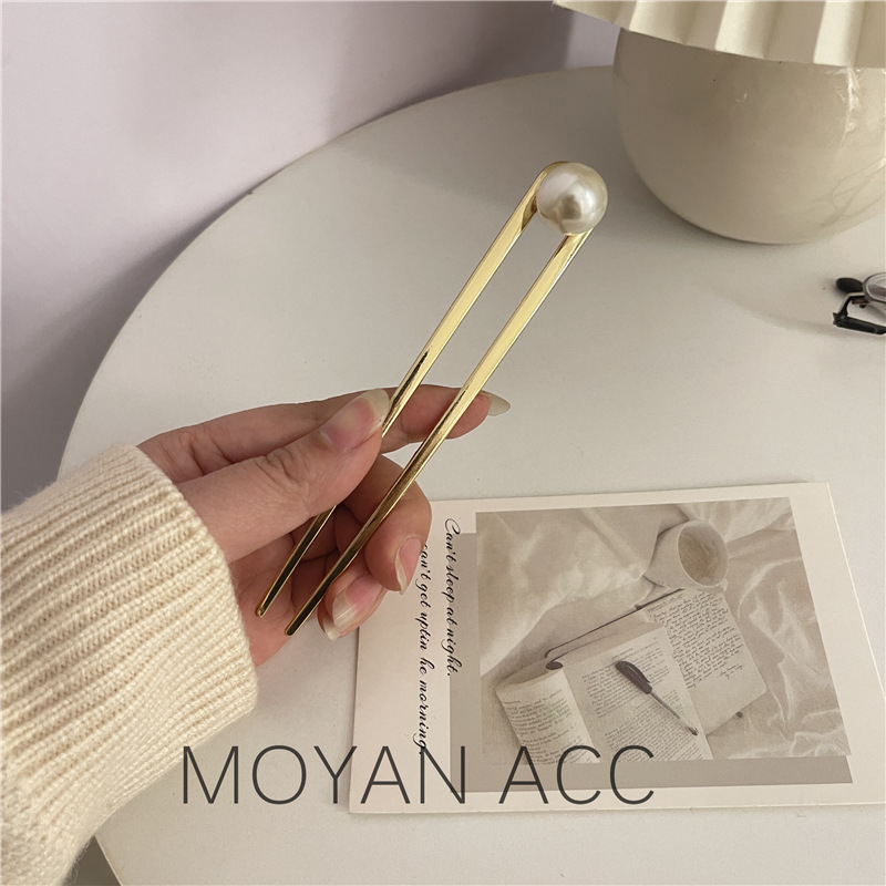 Šnala za kosu: metalna spona s biserima, antički stil, oblik U, porijeklo Jinhua