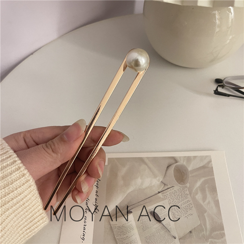 Šnala za kosu: metalna spona s biserima, antički stil, oblik U, porijeklo Jinhua