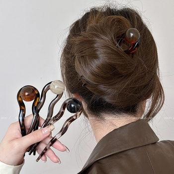 Clip de păr în formă de U, stil nou chinezesc, retro pentru femei - Material: Plastic/Rezina; Stil: Chinezesc; Configurare: U-shape; Personalizare disponibilă; Etichetă privată licențiată