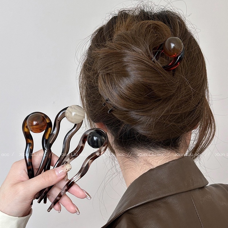 Clip de păr în formă de U, stil nou chinezesc, retro pentru femei - Material: Plastic/Rezina; Stil: Chinezesc; Configurare: U-shape; Personalizare disponibilă; Etichetă privată licențiată