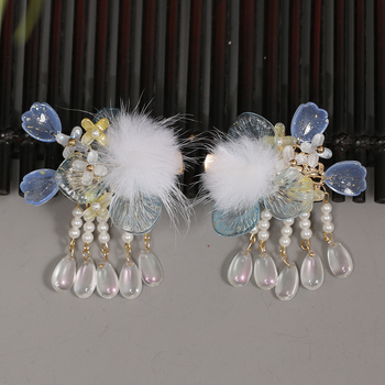 Античен стил: стъклен клип със перли и пискюли – комплект аксесоари за коса, ръчна изработка, индивидуално опакован, зима 2024