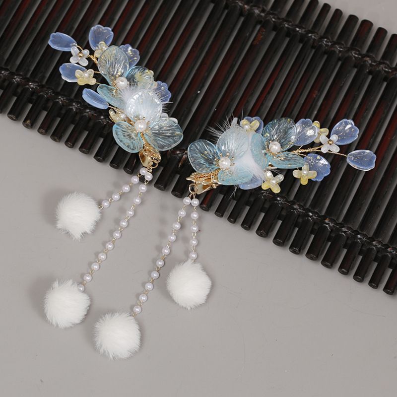 Античен стил: стъклен клип със перли и пискюли – комплект аксесоари за коса, ръчна изработка, индивидуално опакован, зима 2024