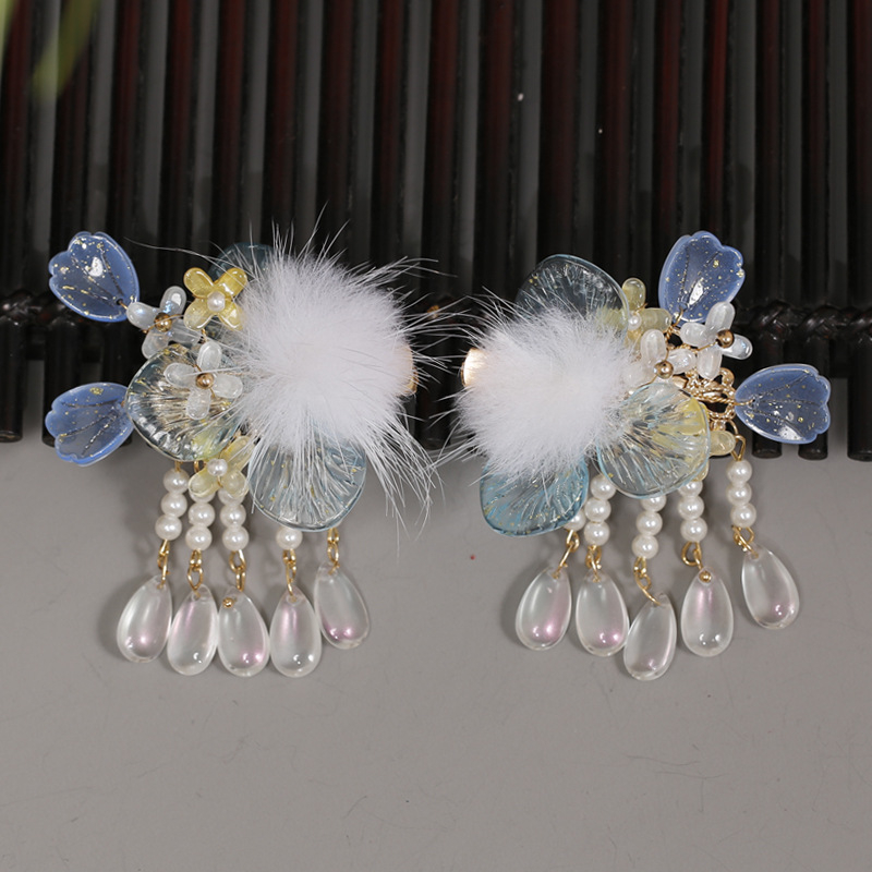 Античен стил: стъклен клип със перли и пискюли – комплект аксесоари за коса, ръчна изработка, индивидуално опакован, зима 2024