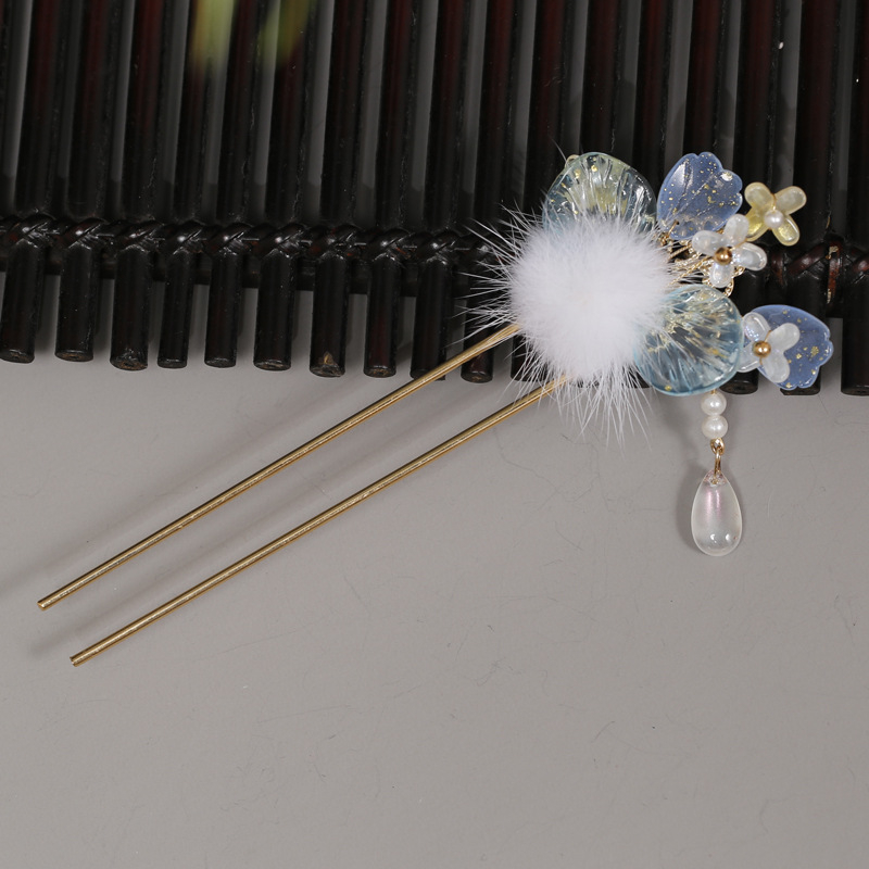 Античен стил: стъклен клип със перли и пискюли – комплект аксесоари за коса, ръчна изработка, индивидуално опакован, зима 2024