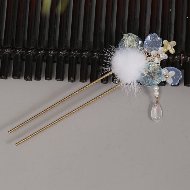 Античен стил: стъклен клип със перли и пискюли – комплект аксесоари за коса, ръчна изработка, индивидуално опакован, зима 2024