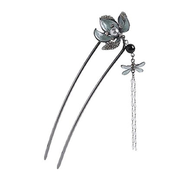 Spona za kosu u obliku U od legure, kineskog stila s perljanim privezakom, luksuzni dodatak za kosu, elektroplating završna obrada