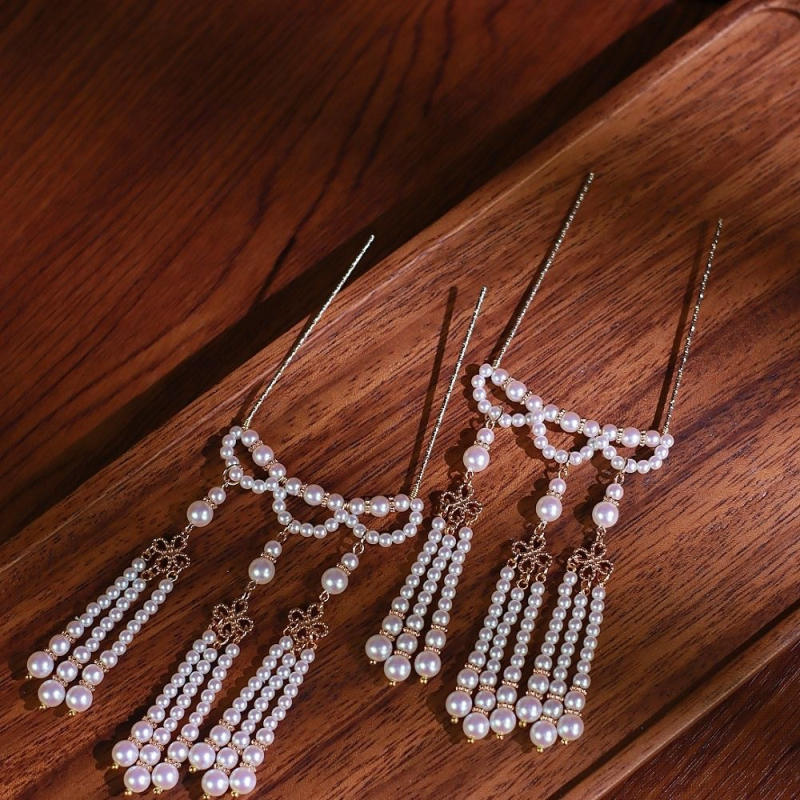 Matu aksesuārs ar pērlītēm un pūciņām, retro stils (Materiāls: sajaukts materiāls; Stils: retro; Forma: sievietēm, pērlītes; Iepakojums: atsevišķs iepakojums; Kategorija: matu aksesuāri)