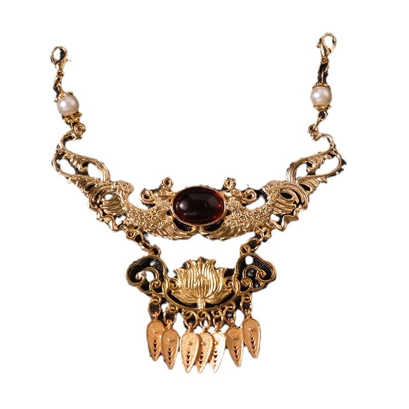 Hanfu hajdísz készlet — Ősi stílus, ötvözet, virágos motívum, kézzel készített, hosszú bojtok és U-pin a hajhoz