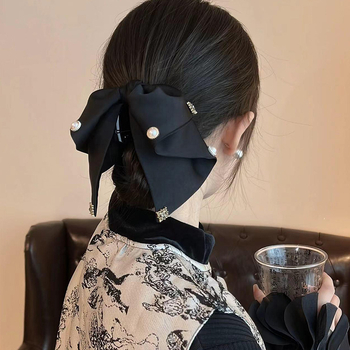Vintage satenasta mašna za kosu, ručna izrada, spona, za žene, korejski stil