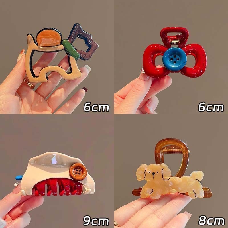 Hajcsipesz Gripper - Rajzolt kiskutya kivágott mintával, műanyag, nőknek, őszi 2024