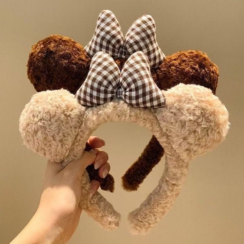 Slatka mašna za kosu s medvjedićem - 3D dizajn (ručna izrada; pliš materijal; ženski dodaci za kosu; podrijetlo Yiwu)