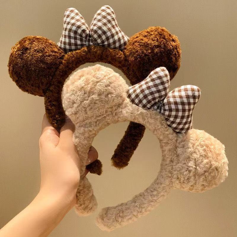 Slatka mašna za kosu s medvjedićem - 3D dizajn (ručna izrada; pliš materijal; ženski dodaci za kosu; podrijetlo Yiwu)