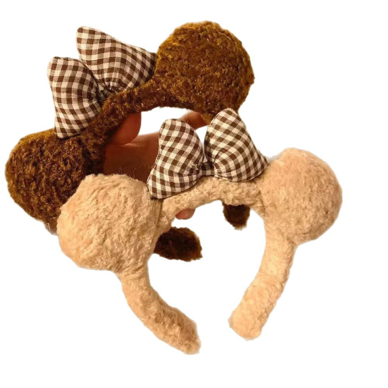 Slatka mašna za kosu s medvjedićem - 3D dizajn (ručna izrada; pliš materijal; ženski dodaci za kosu; podrijetlo Yiwu)