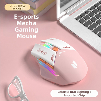 6 mygtukų mechaninė žaidimų pelė, 1600 DPI optinis jutiklis, dviguba režimai 2.4G/Bluetooth, tylus įkrovimas, ergonomiškas dizainas