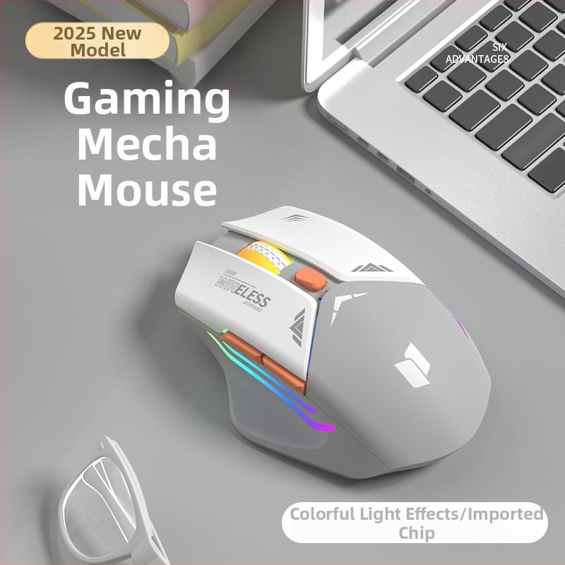 6-gombos mechanikus gaming egér, 1600 DPI optikai szenzor, kettős mód 2.4G/Bluetooth, csendes és újratölthető, ergonomikus kialakítás