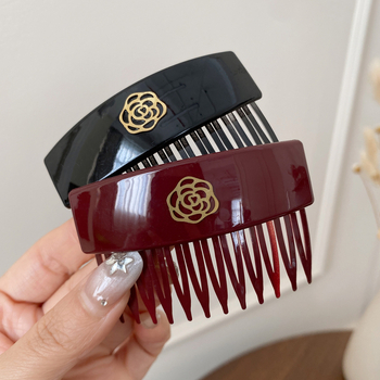 Щипка за коса с мотив камелия, U-образна, ръчна изработка, смесени материали, семпъл женски аксесоар за прически