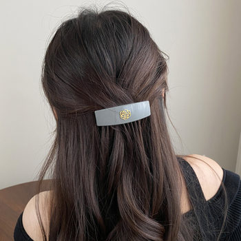 Щипка за коса с мотив камелия, U-образна, ръчна изработка, смесени материали, семпъл женски аксесоар за прически