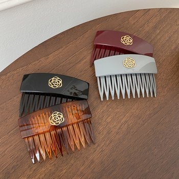 Щипка за коса с мотив камелия, U-образна, ръчна изработка, смесени материали, семпъл женски аксесоар за прически