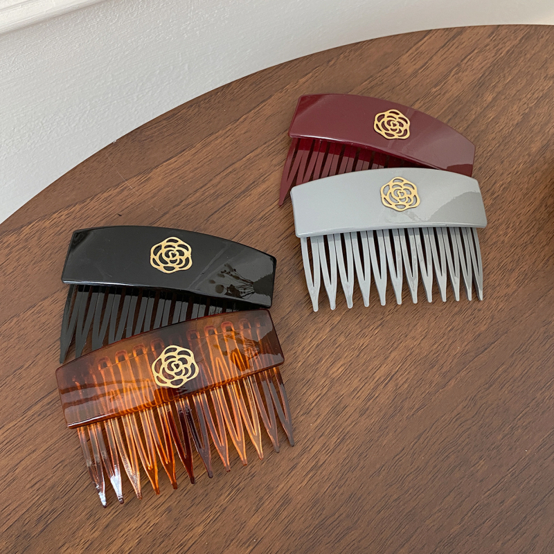 Щипка за коса с мотив камелия, U-образна, ръчна изработка, смесени материали, семпъл женски аксесоар за прически