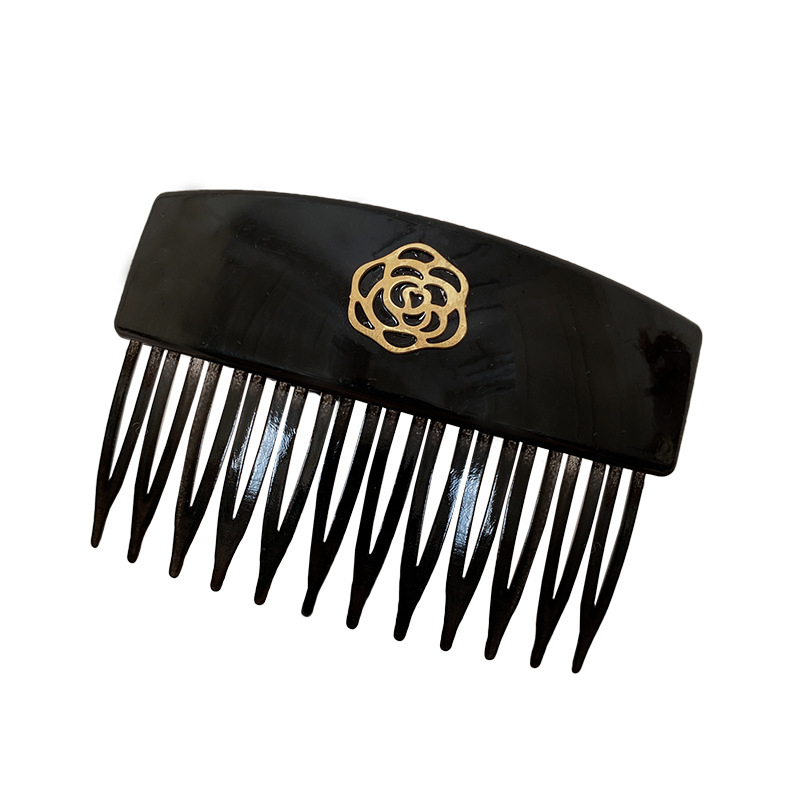 Щипка за коса с мотив камелия, U-образна, ръчна изработка, смесени материали, семпъл женски аксесоар за прически