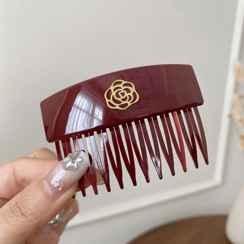 Щипка за коса с мотив камелия, U-образна, ръчна изработка, смесени материали, семпъл женски аксесоар за прически