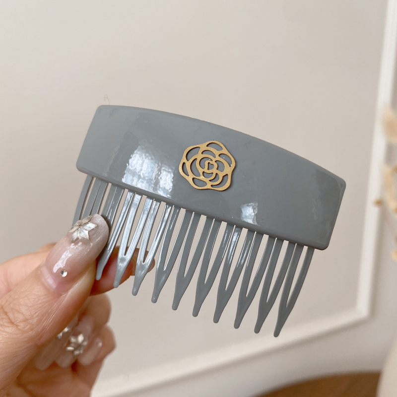 Щипка за коса с мотив камелия, U-образна, ръчна изработка, смесени материали, семпъл женски аксесоар за прически