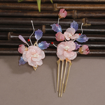 Аксесоари за глава: стъклен аксесоар за коса с цвете, ръчна изработка, ретро женски стил