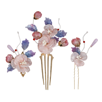 Аксесоари за глава: стъклен аксесоар за коса с цвете, ръчна изработка, ретро женски стил