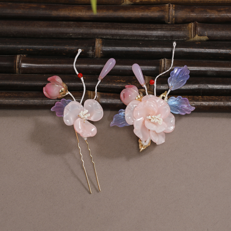 Аксесоари за глава: стъклен аксесоар за коса с цвете, ръчна изработка, ретро женски стил