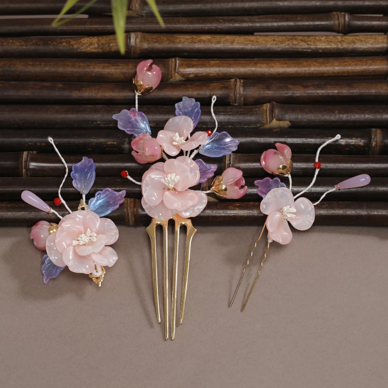 Аксесоари за глава: стъклен аксесоар за коса с цвете, ръчна изработка, ретро женски стил