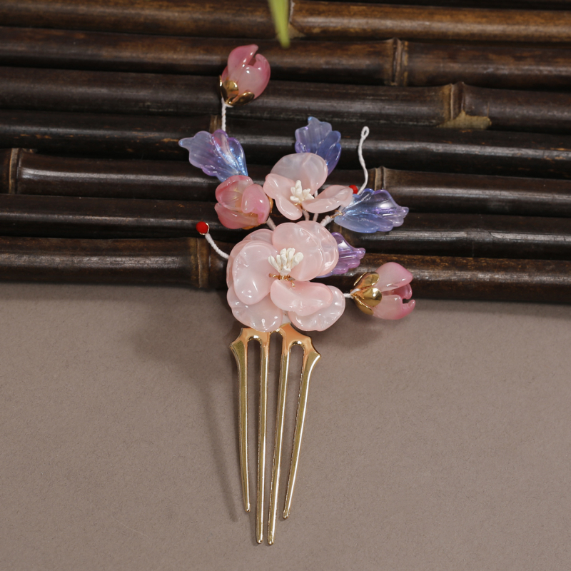 Аксесоари за глава: стъклен аксесоар за коса с цвете, ръчна изработка, ретро женски стил