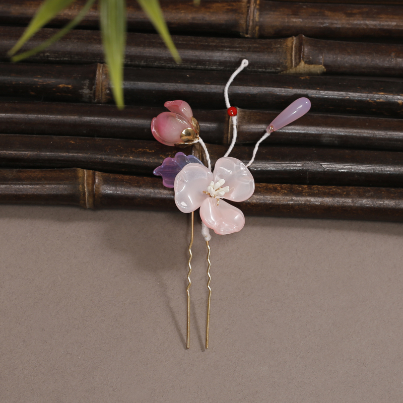 Аксесоари за глава: стъклен аксесоар за коса с цвете, ръчна изработка, ретро женски стил