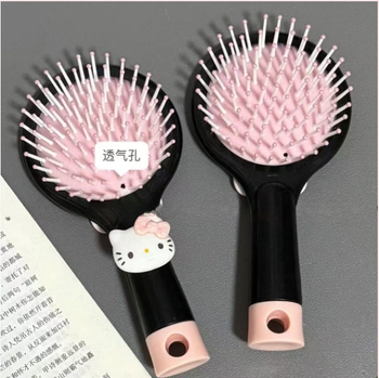 Гребен с въздушна възглавничка, ABS материал, двуфункционален мини масажен гребен, портативен котешки дизайн с панделка