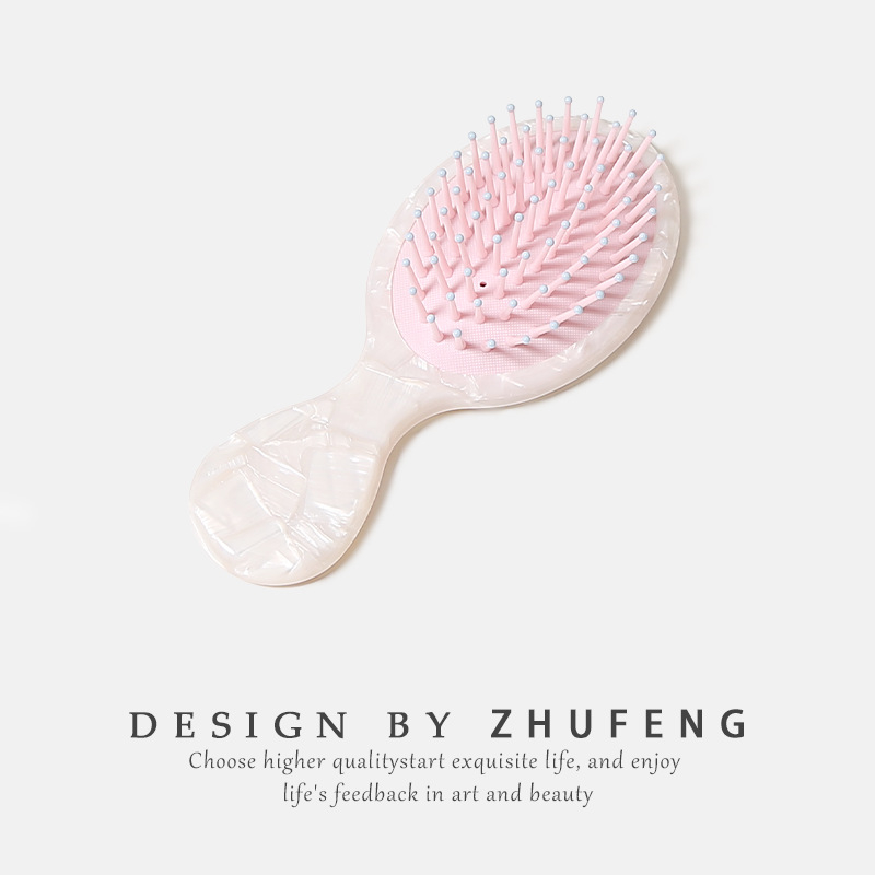 Гребен за коса с въздушна подложка, компактен унисекс дизайн, геометрична форма, ацетатен лист, щампована технология, аксесоар за глава