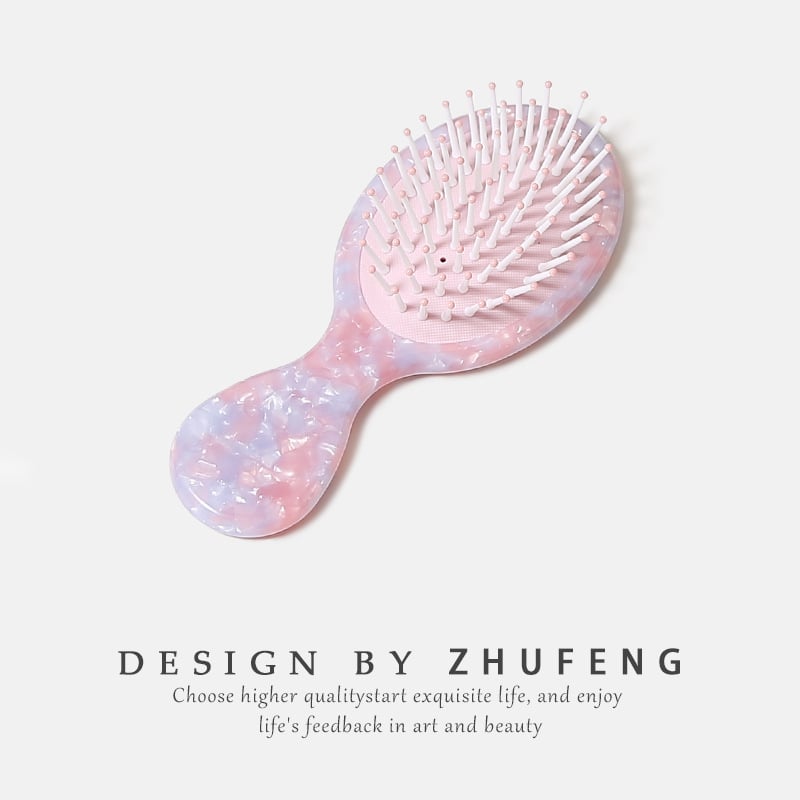 Гребен за коса с въздушна подложка, компактен унисекс дизайн, геометрична форма, ацетатен лист, щампована технология, аксесоар за глава
