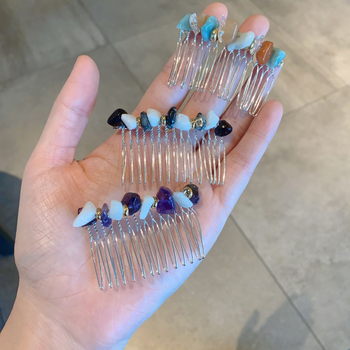 Щипка за коса с мънисти в ретро геометричен стил за жени (Материал: метал и камък; Стил: ретро, дамски; Стайлинг: геометрия; Ръчна изработка; Бранд: Smile)