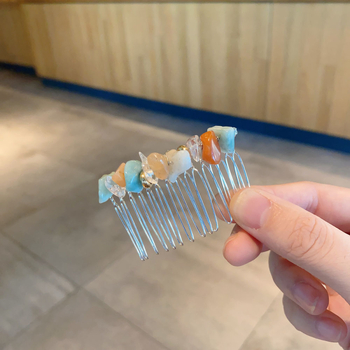 Щипка за коса с мънисти в ретро геометричен стил за жени (Материал: метал и камък; Стил: ретро, дамски; Стайлинг: геометрия; Ръчна изработка; Бранд: Smile)