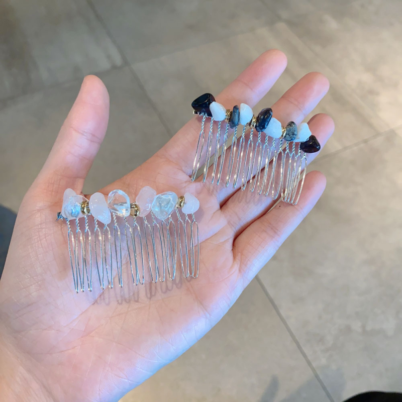 Щипка за коса с мънисти в ретро геометричен стил за жени (Материал: метал и камък; Стил: ретро, дамски; Стайлинг: геометрия; Ръчна изработка; Бранд: Smile)