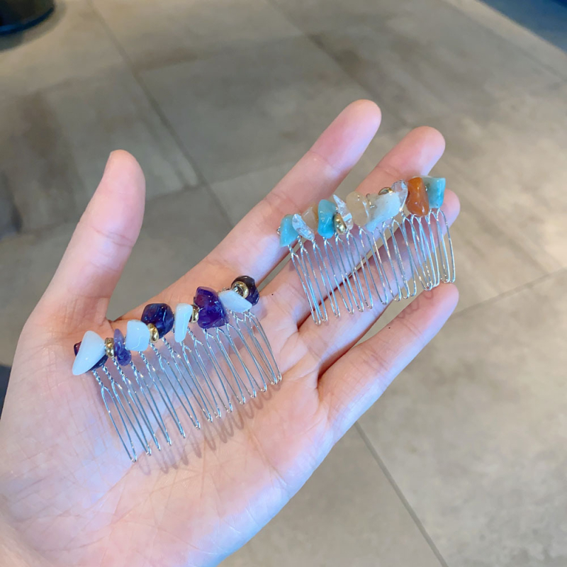 Щипка за коса с мънисти в ретро геометричен стил за жени (Материал: метал и камък; Стил: ретро, дамски; Стайлинг: геометрия; Ръчна изработка; Бранд: Smile)