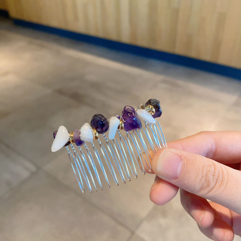 Щипка за коса с мънисти в ретро геометричен стил за жени (Материал: метал и камък; Стил: ретро, дамски; Стайлинг: геометрия; Ръчна изработка; Бранд: Smile)