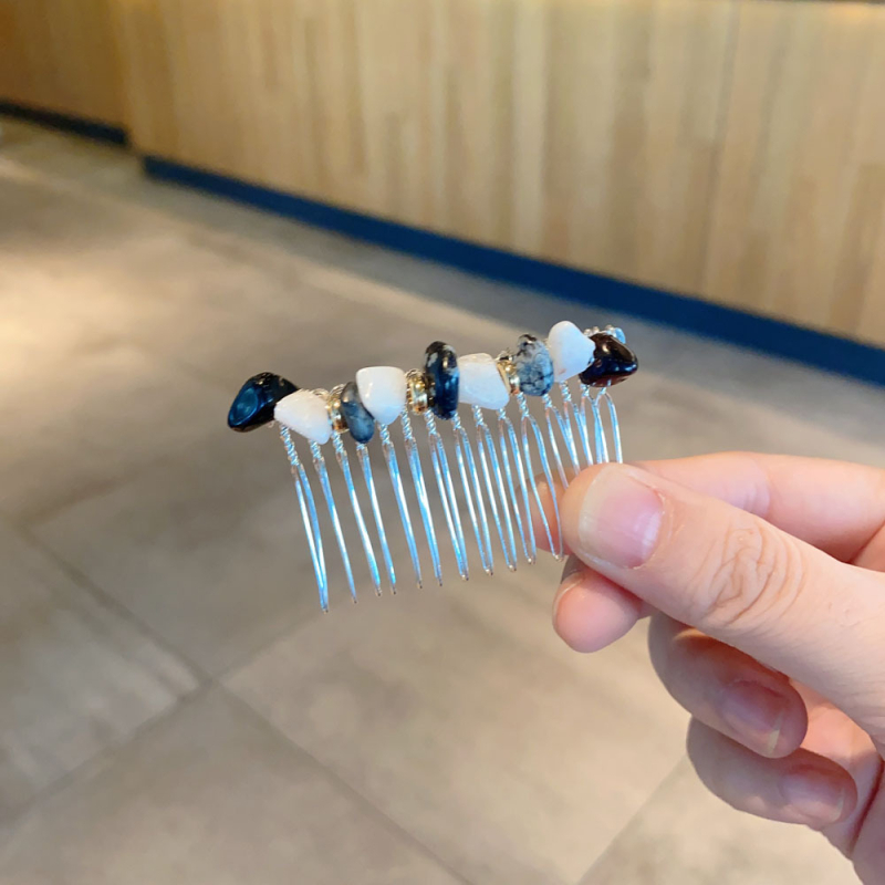 Щипка за коса с мънисти в ретро геометричен стил за жени (Материал: метал и камък; Стил: ретро, дамски; Стайлинг: геометрия; Ръчна изработка; Бранд: Smile)