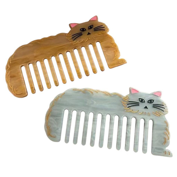 Jiashang ръчно изработен гребен за коса от оцетна киселина – котешки дизайн в карикатура, унисекс, геометрична форма, антистатичен, преносим, подходящ за подарък