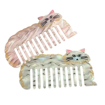 Jiashang ръчно изработен гребен за коса от оцетна киселина – котешки дизайн в карикатура, унисекс, геометрична форма, антистатичен, преносим, подходящ за подарък