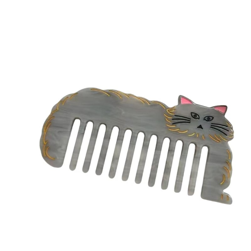 Jiashang ръчно изработен гребен за коса от оцетна киселина – котешки дизайн в карикатура, унисекс, геометрична форма, антистатичен, преносим, подходящ за подарък