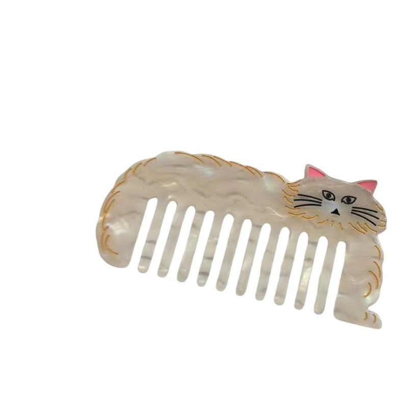 Jiashang ръчно изработен гребен за коса от оцетна киселина – котешки дизайн в карикатура, унисекс, геометрична форма, антистатичен, преносим, подходящ за подарък