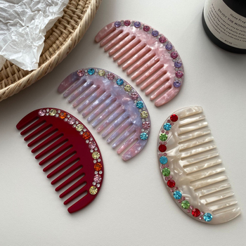 Гребен за коса от ацетатен лист, корейски стил, геометрична форма, щампована обработка, индивидуално пакетиране