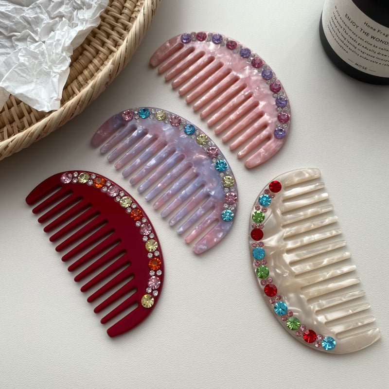 Гребен за коса от ацетатен лист, корейски стил, геометрична форма, щампована обработка, индивидуално пакетиране