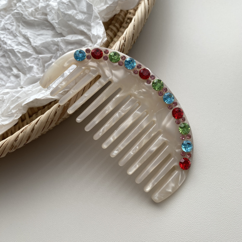 Гребен за коса от ацетатен лист, корейски стил, геометрична форма, щампована обработка, индивидуално пакетиране