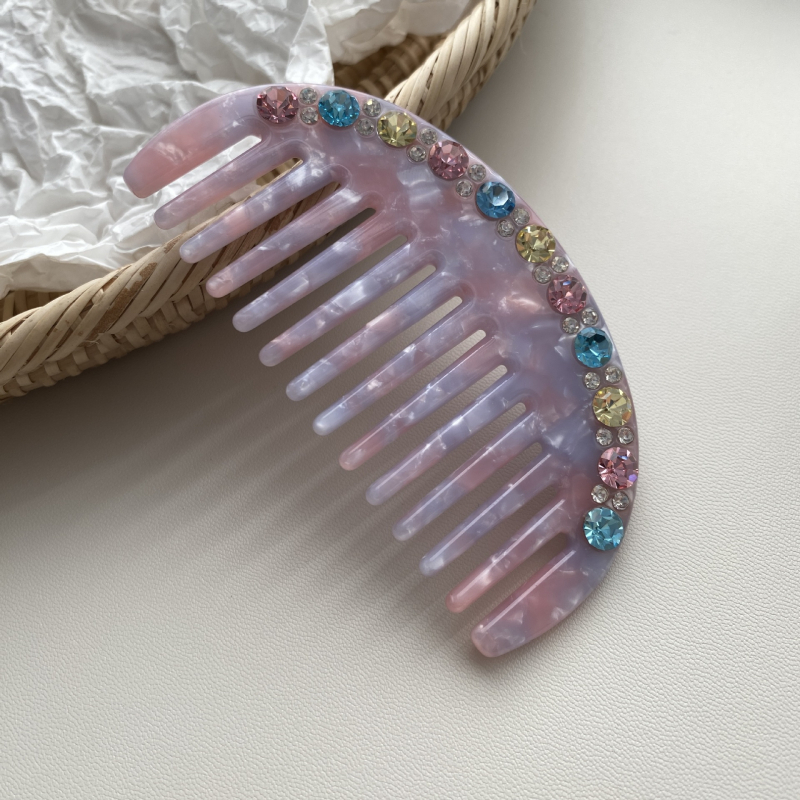 Гребен за коса от ацетатен лист, корейски стил, геометрична форма, щампована обработка, индивидуално пакетиране